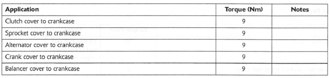 Torque Wrench Settings