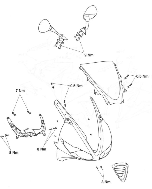 Explode View - Cockpit and mountings - Daytona 675 from VIN 381275