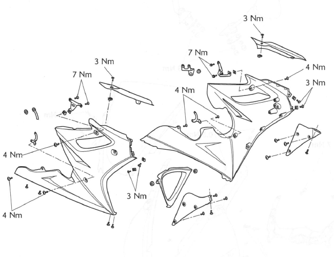 Exploded View - Lower Fairings - Daytona 675