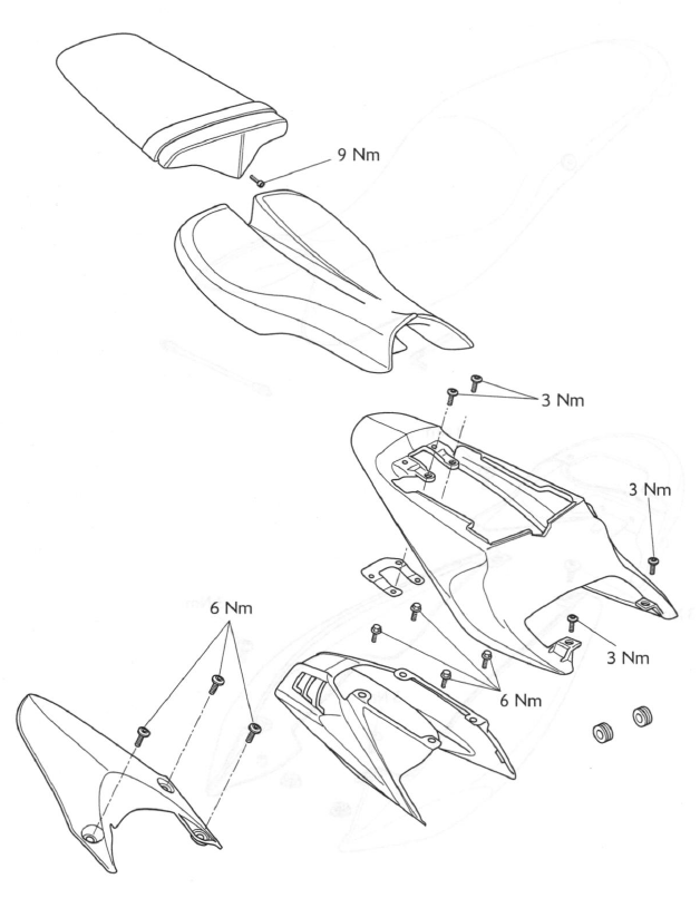 Exploded View - Rear Panels - Daytona 675