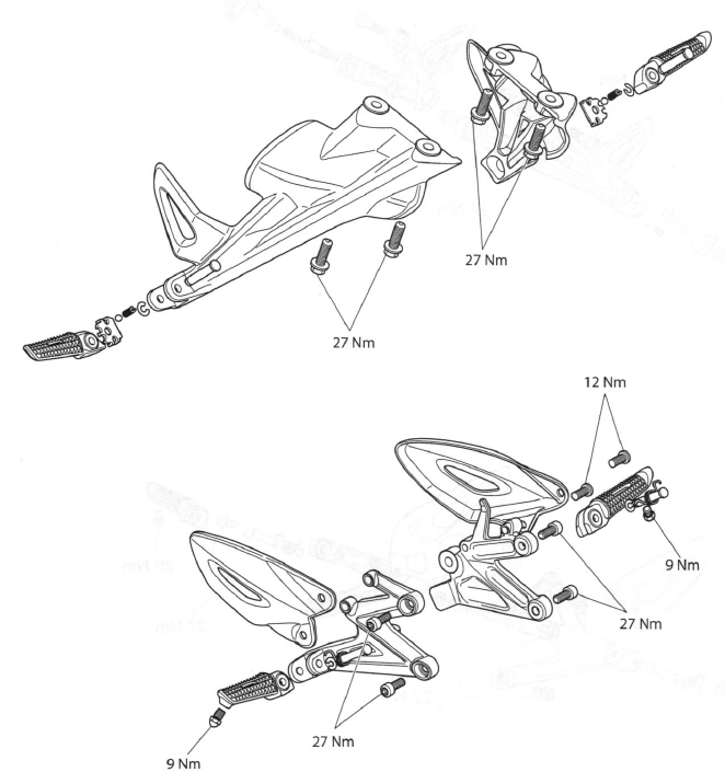 Exploded View - Footrests and Mountings - Street Triple and Street Triple R