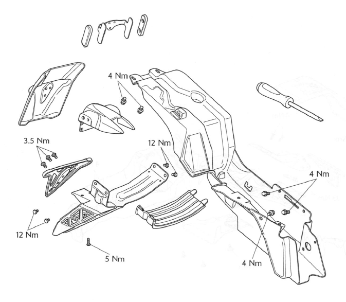 Exploded View - Rear Mudguard - Daytona 675