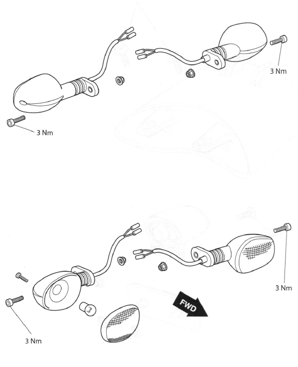 Exploded View - Direction Indicators - Daytona 675 up to VIN 381274