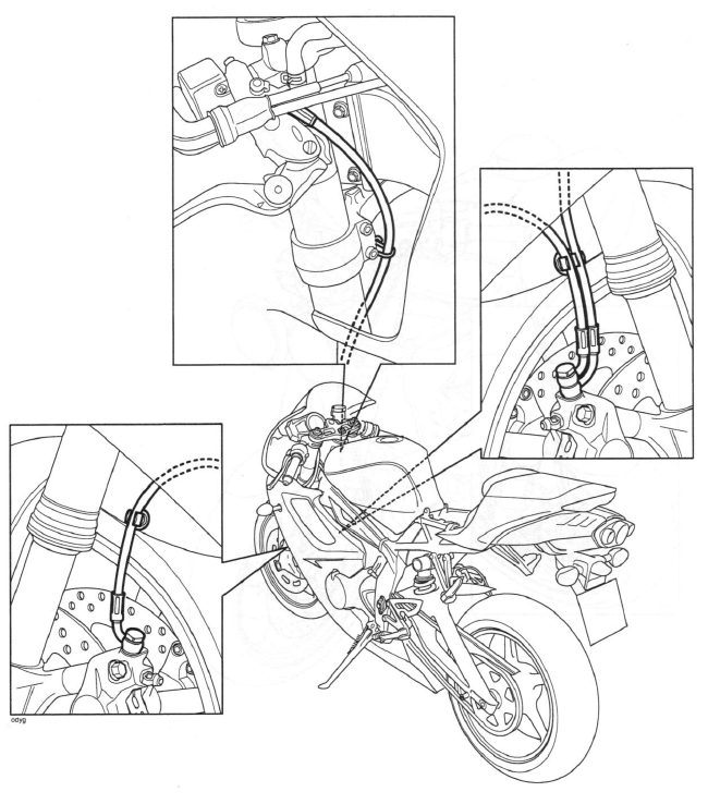 Front Brake Hose Routing - Daytona 675