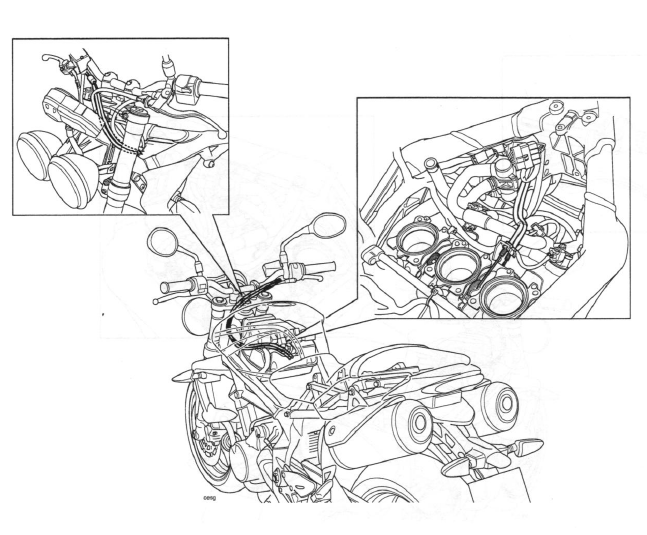 Throttle Cable Routing - Street Triple