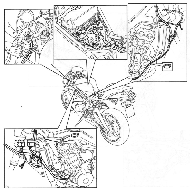 Main Wiring Harness Routing - Daytona 675 up to VIN 381274