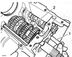 Selector Shaft, Selector Forks and Drum