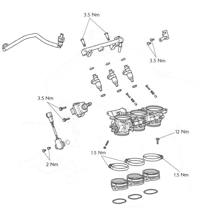 Exploded View - Fuel Rail, Throttles and Injectors