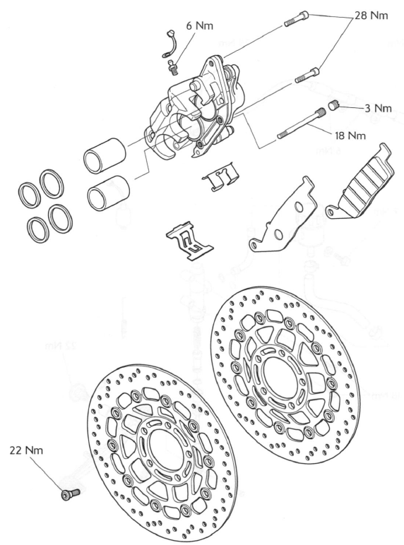 Exploded View - Front Brake Caliper - Street Triple