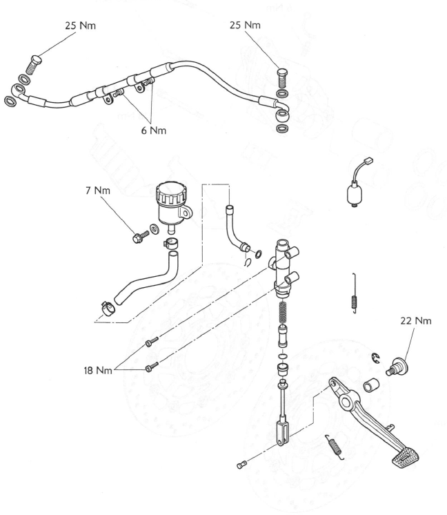 Exploded View - Rear Brake Master Cylinder - All Models